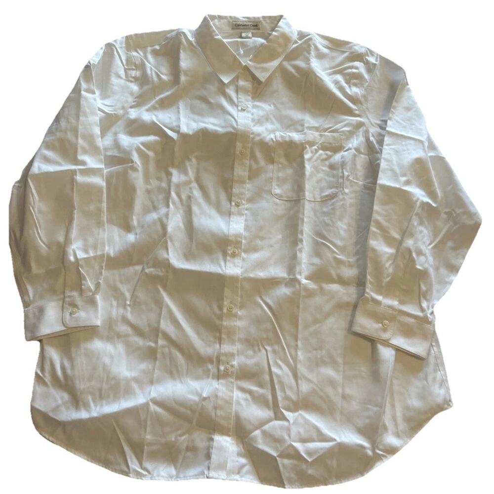 NWT Coldwater Creek Womens Plus Sz 2X Shirt Cotton Anytime Easy Care Button Down